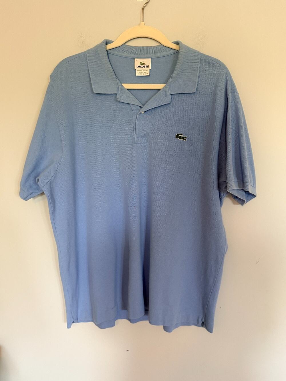 Lacoste Mens Classic Polo Size XL FR 6 Blue Short Sleeve 100% Cotton Preppy